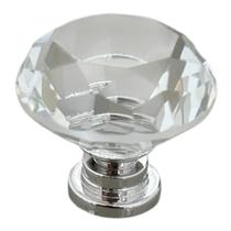 Puxador de Cristal Decorativo com Base Prateada, 30mm, para Armários e Gavetas, Conjunto com 8 Peças Puxador de Cristal Decorativo com Base Prateada, 30mm, para Armários e Gavetas, Conjunto com 8 Peças