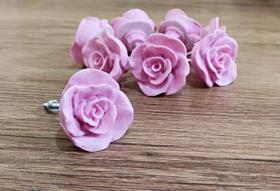 Puxador de Gaveta Flor de Resina cor Rosa Kit 11 puxadores - Decore Casa