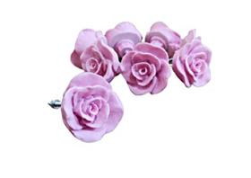 Puxador De Gaveta Flor De Resina Cor Rosa Kit 11 Puxadores - Decore Casa