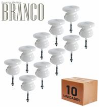 Puxador De Madeira Redondo Gaveta Porta Kit 10 Peças Branco Puxador De Madeira Redondo Gaveta Porta Kit 10 Peças Branco