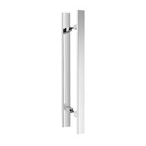 Puxador de Porta Aço Inox Polido Alto Brilho 50cm Portas Pivotante Madeira Vidro Temperado Modelo Eros