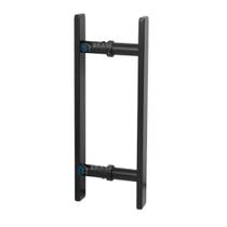Puxador de porta correr e pivotante 40 cm preto fosco duplo aluminio maciço