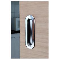 Puxador de porta de embutir inox polido com acabamento redondo Pado