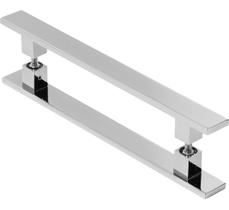 Puxador De Porta Pivotante Barra Chata Duplo Cromado 70cm Puxador De Porta Pivotante Barra Chata Duplo Cromado 70cm