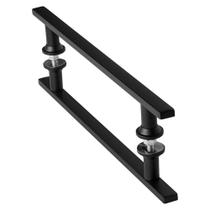 Puxador De Porta Preto Inox Vidro Pivotante 40cm M.S