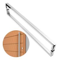 Puxador De Porta U Luxo Inox Escovado 60 Cm Madeira Vidro
