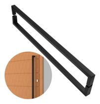 Puxador De Porta U Preto Inox Escovado 60 Cm Madeira Vidro