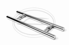 Puxador Duplo 45cm Aço Inox Preto Fosco para portas: pivotantes/madeira/vidro temperado/porta
