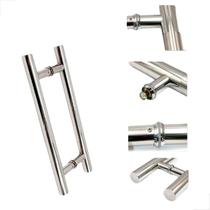 Puxador Duplo Alumínio 40x30 Porta Pivotante Madeira Cromado