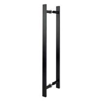 Puxador Duplo Aluminio 60 Cm Porta Pivotante Madeira Vidro Lambril Preto Cód. 6160-P