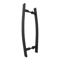 Puxador Duplo Alumínio Curvo 40cm Porta Pivotante Preto