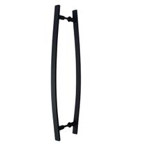 Puxador Duplo Alumínio Curvo 60cm Porta Pivotante Preto Puxador Duplo Alumínio Curvo 60cm Porta Pivotante Preto