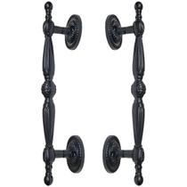 Puxador Duplo Berlin 280mm Preto Fosco Porta Pivotante Correr Passagem Madeira Vidro Colonial Clássico Rústico Máxima Metais