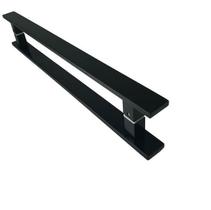 Puxador Duplo Chato 40x10mm Inox Preto 40 cm Stanfer