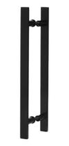 Puxador Duplo Chato Porta Madeira Vidro 40x10mm 50cm Preto