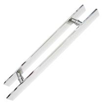 Puxador Duplo Chato Porta Madeira Vidro 40x10mm 80cm Polido