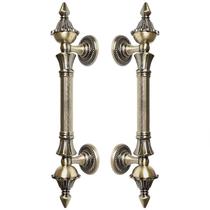 Puxador Duplo Classic 260mm Bronze Antigo Porta Pivotante Correr Passagem Madeira Vidro Colonial Clássico Rústico - Máxima Metais
