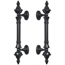 Puxador Duplo Classic 260mm Preto Fosco Porta Pivotante Correr Passagem Madeira Vidro Colonial Clássico Rústico - Máxima Metais