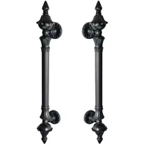 Puxador Duplo Classic 530mm Preto Fosco Porta Pivotante Correr Passagem Madeira Vidro Colonial Clássico Rústico - Máxima Metais