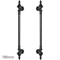 Puxador Duplo Classic 780mm Preto Fosco Porta Pivotante