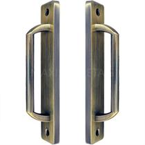 Puxador Duplo Colonial Porta Correr Madeira Rústico 148mm London Bronze Antigo