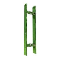 PUXADOR DUPLO INOX POLIDO TIPO H CHATO 450X30 + Chave Allen PORTA VIDRO