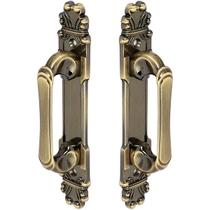 Puxador Duplo Mozart 215mm Bronze Antigo Porta Pivotante Correr Passagem Madeira Vidro Colonial Clássico Rústico