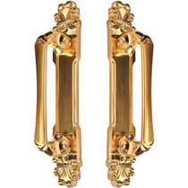 Puxador Duplo Mozart 280Mm Dourado Escovado Porta Pivotante