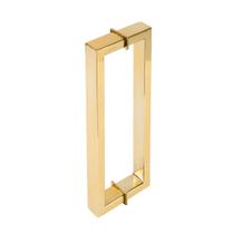 Puxador Duplo para Box Banheiro 30cm em Aço Inox Dourado Brilhante Stainless