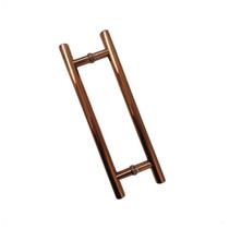 Puxador Duplo Para Porta Portão Inox Rose Red Gold 40cm Puxador Duplo Para Porta Portão Inox Rose Red Gold 40cm