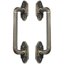 Puxador Duplo Petrus 350mm Bronze Antigo Porta Pivotante