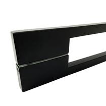 Puxador Duplo Porta Pivotante Em Aço Inox Twin 30cm Preto