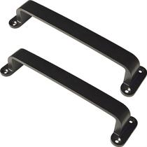 Puxador Duplo Rústico Colonial Porta Pivotante Correr Gaveta Armario Milano 148mm Preto Fosco