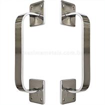 Puxador Duplo Rustico Colonial Porta Pivotante ou de Correr 140mm Cromado M411-CRO