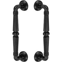 Puxador Duplo Victoria 305mm Preto Fosco Porta Pivotante Correr Passagem Madeira Vidro Colonial Clássico Rústico Máxima Metais