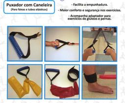 Puxador E Caneleira P/ Elásticos Fitness Fisio E Funcional