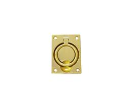 Puxador embutido em anel QCAA de latão maciço 8 x 6 cm, latão polido