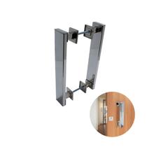 Puxador Genebra Duplo Cromado 40 Cm P/ Porta Residencial Puxador Genebra Duplo Cromado 40 Cm P/ Porta Residencial