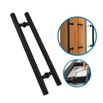 Puxador H 30cm Aço Inox Preto Fosco Porta Vidro Madeira