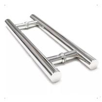 Puxador H Aço Inox 40cm Portas Portão Madeira Vidro Alumínio Puxador H Aço Inox 40cm Portas Portão Madeira Vidro Alumínio