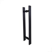 Puxador H Inox Barra 80cm Porta de Vidro Madeira - Preto Puxador H Inox Barra 80cm Porta de Vidro Madeira - Preto