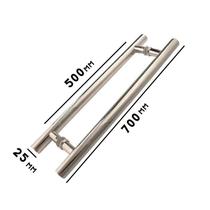 Puxador h tubular 700mm x 500mm entre furos para portas de vidro Puxador h tubular 700mm x 500mm entre furos para portas de vidro