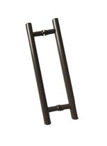 Puxador H Tubular Duplo Porta Madeira Vidro 30Cm Marrom