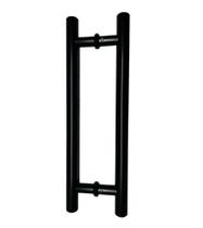Puxador H Tubular Duplo Porta Madeira Vidro 40cm Preto Puxador H Tubular Duplo Porta Madeira Vidro 40cm Preto