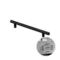 Puxador Haste Redondo Preto Com Friso 128 Mm 17 Cm Para Gavetas Mk