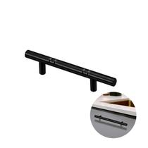 Puxador Haste Redondo Preto Com Friso 64 Mm / 11 Cm Para Gavetas Mk