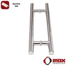 Puxador Inox Duplo H em Tubo Redondo - Modelo 08 - Inox 304 - 45x30x3,2 cm