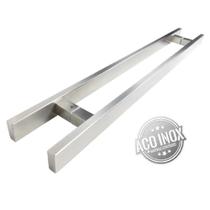 Puxador Inox Duplo Para Porta Barra Chata Escovado 100 Cm