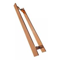 Puxador Inox Duplo Porta Barra Chata Rose Gold Cobre 60Cm