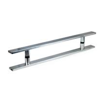 Puxador Inox Retangular para Portas Slim 60cm comprimento por 40cm entre furos Polido